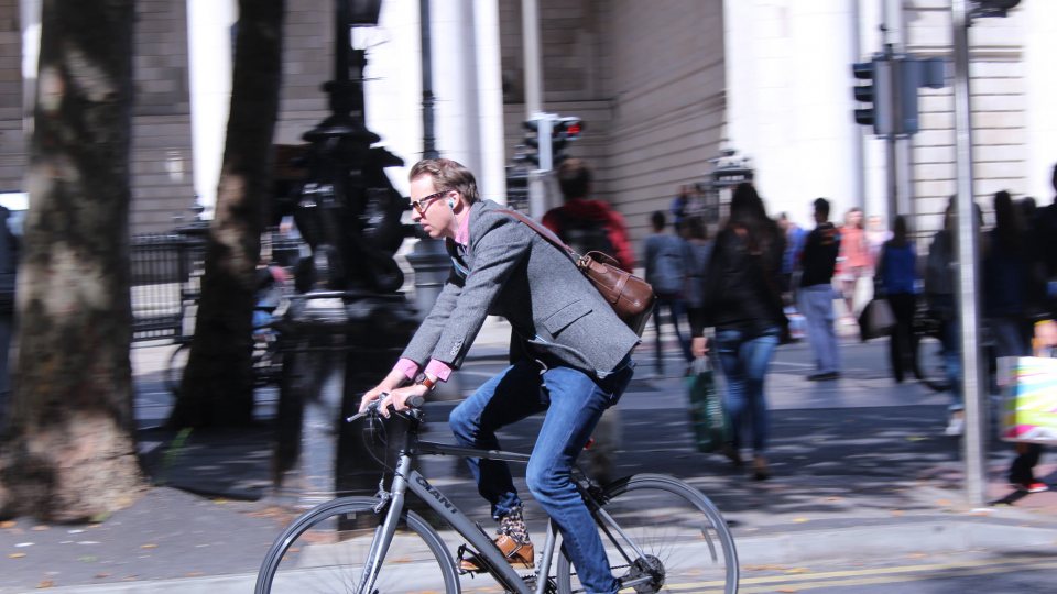 Riding a 2025 bike with headphones